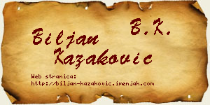 Biljan Kazaković vizit kartica